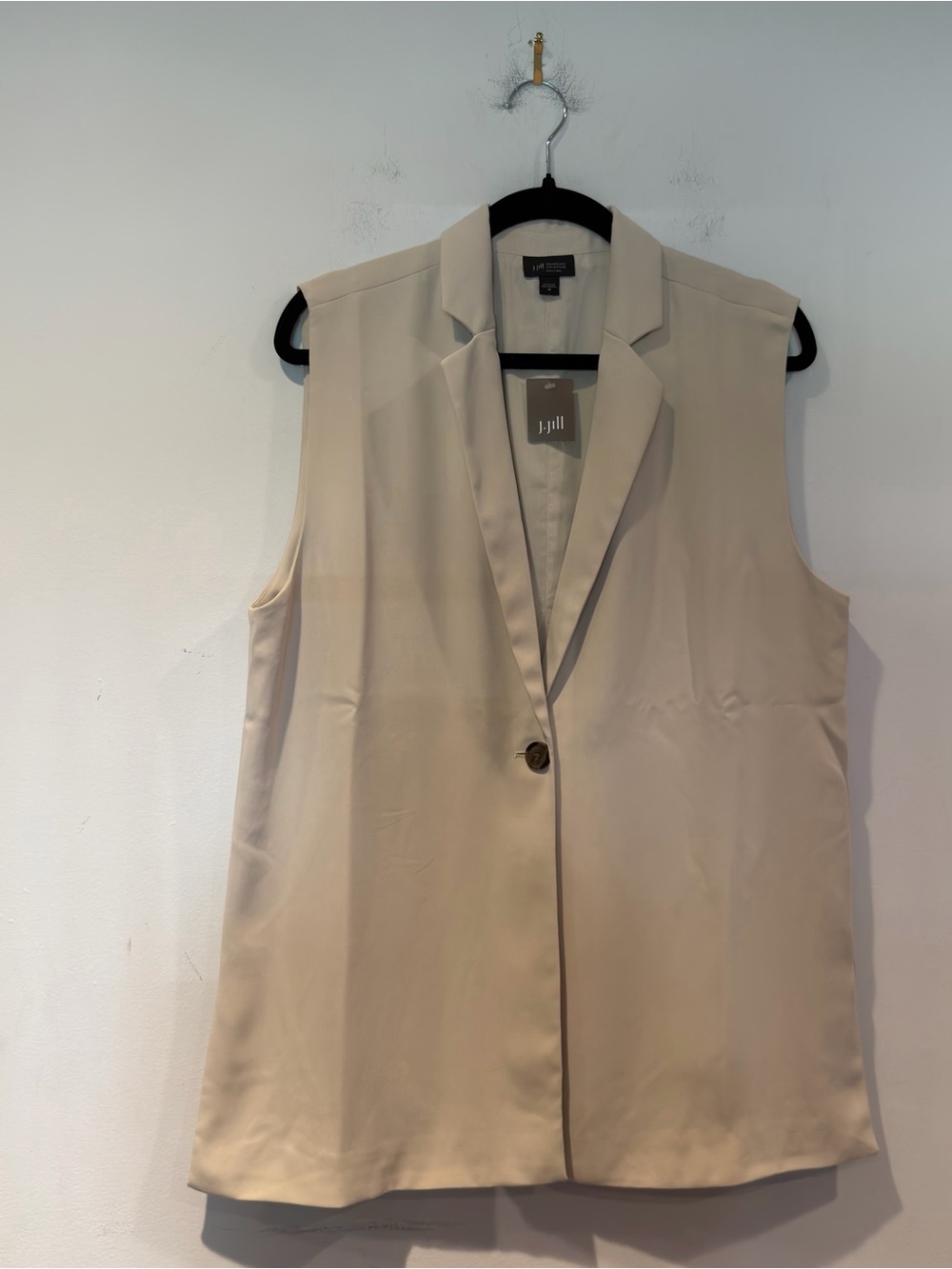 J. Jill Women's Sleeveless Longline Blazer Vest in Beige
